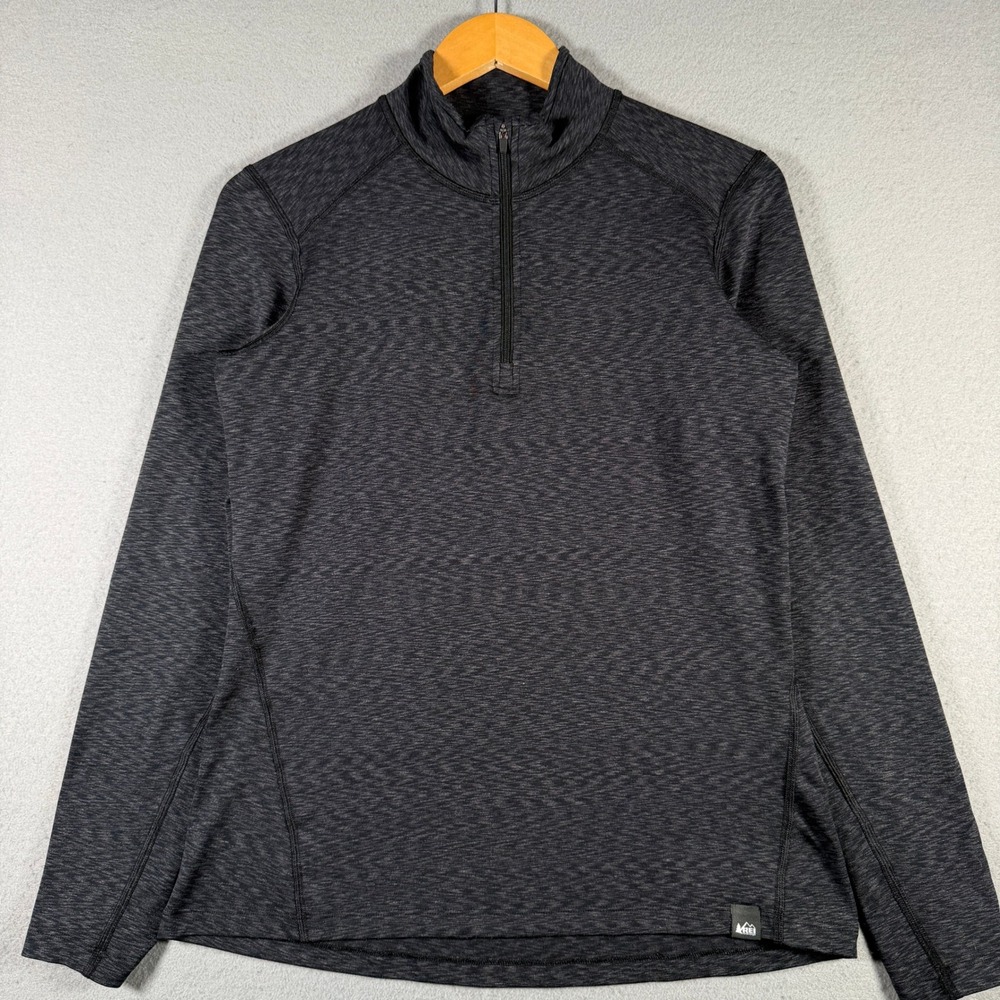 REI Co-op Womens Medium Charcoal Space Dye Quarter Zip Pullover Top 121925